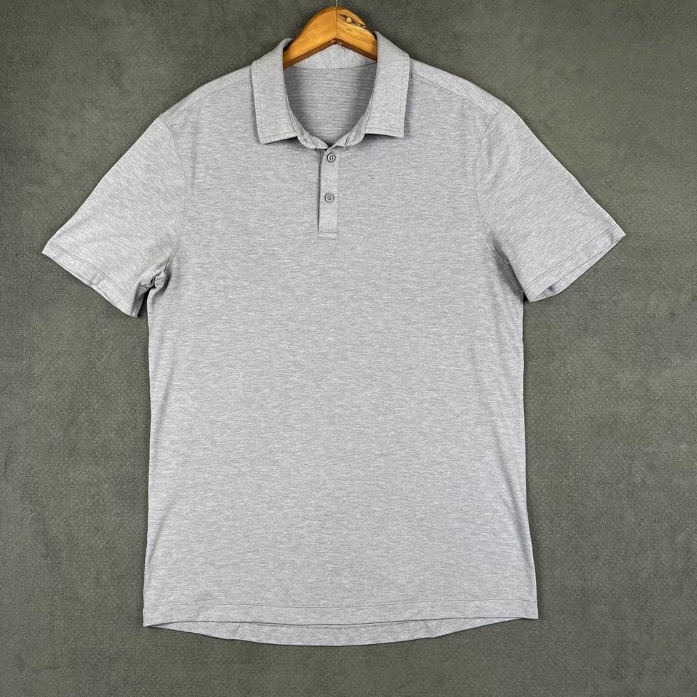 Lululemon Evolution Polo Shirt Mens Medium Purple Gray Short Sleeve Performance